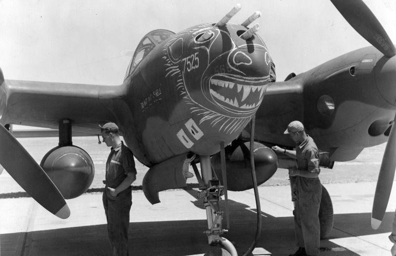 A us lockheed p 38f lightning named bat out of hell bat out of hell of the 94th fighter squadron in tunisia the personal plane of pilot james j hagenback